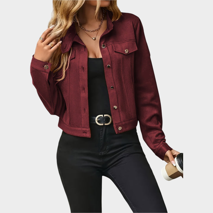 Women’s Leather Jacket Casual Cropped Button Up