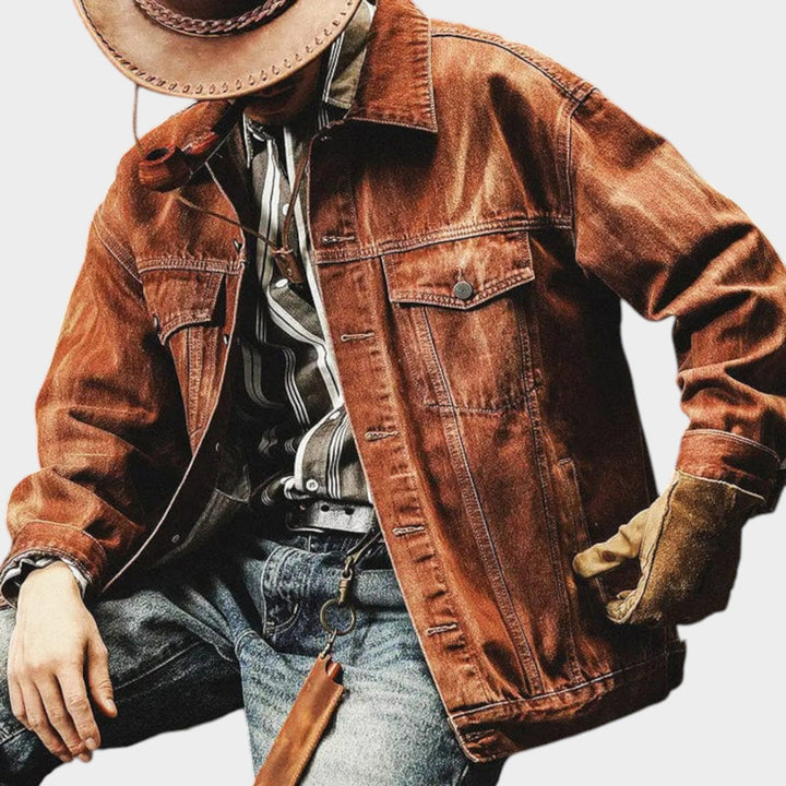 Brown Button-Front | Denim Jacket For Men