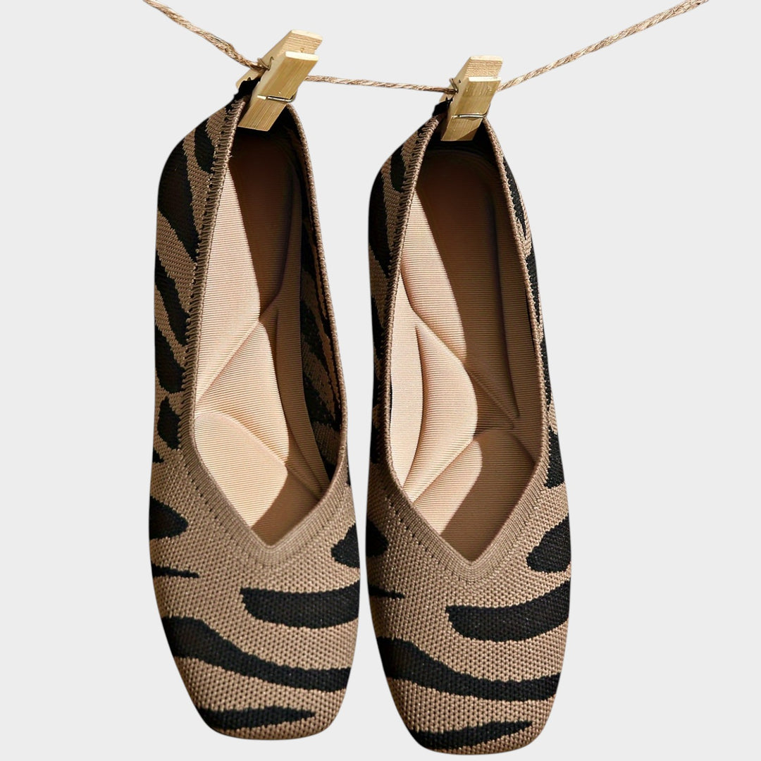 Women’s Ballet Flats Zebra Print Square Toe