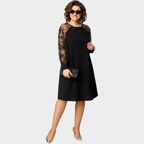 Formal Sheer Sleeve Midi Dress