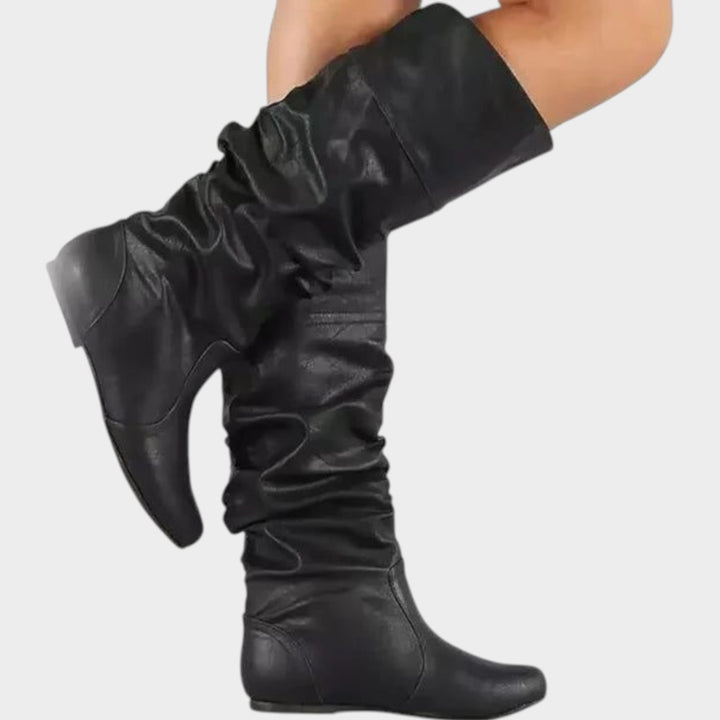 Women’s Knee High Slouch Boots Ruched Western Style