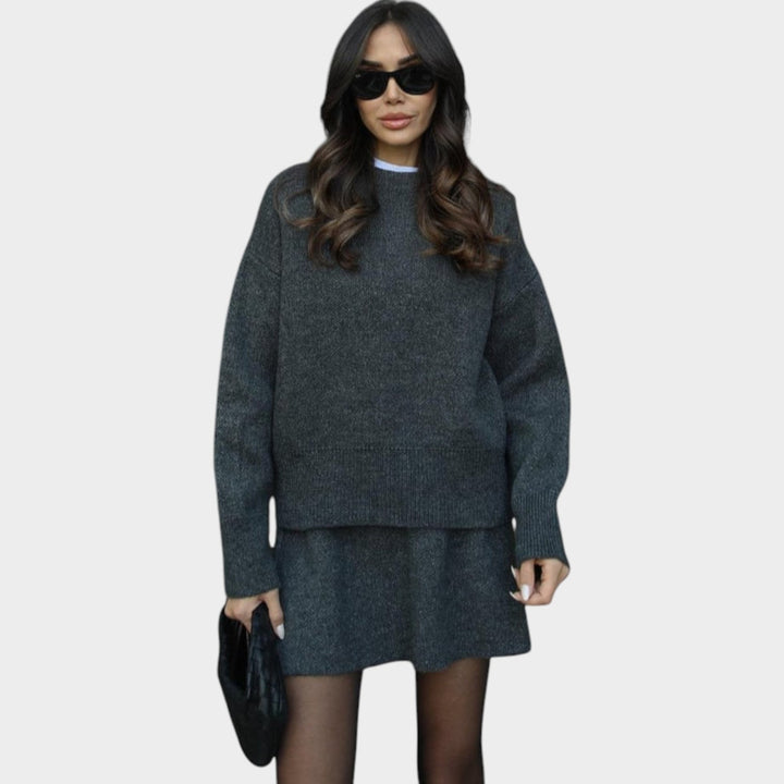 Women’s Two Piece Set Ribbed Knit Jumper and Skirt