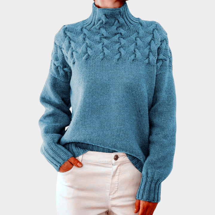 Women’s Cable Knit Turtleneck Sweater Cozy Comfortable Fit