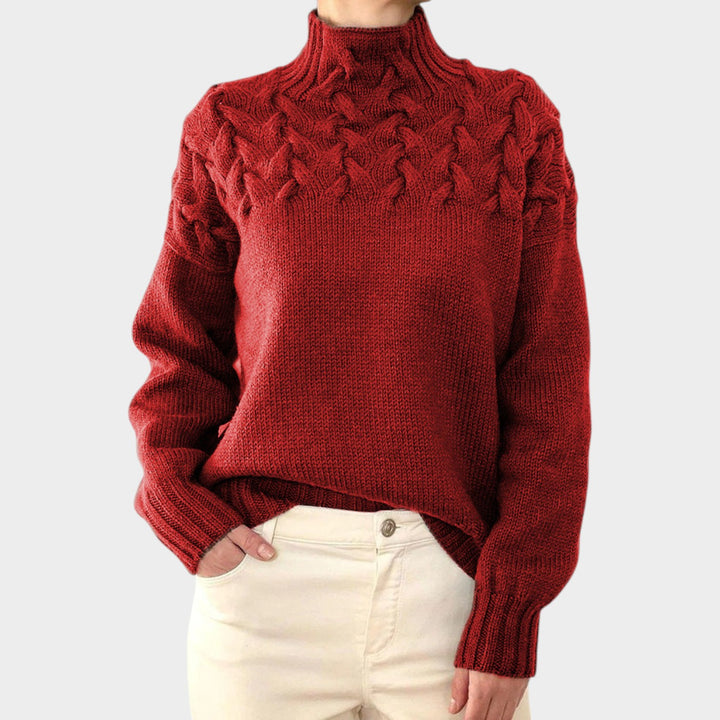 Women’s Cable Knit Turtleneck Sweater Cozy Comfortable Fit