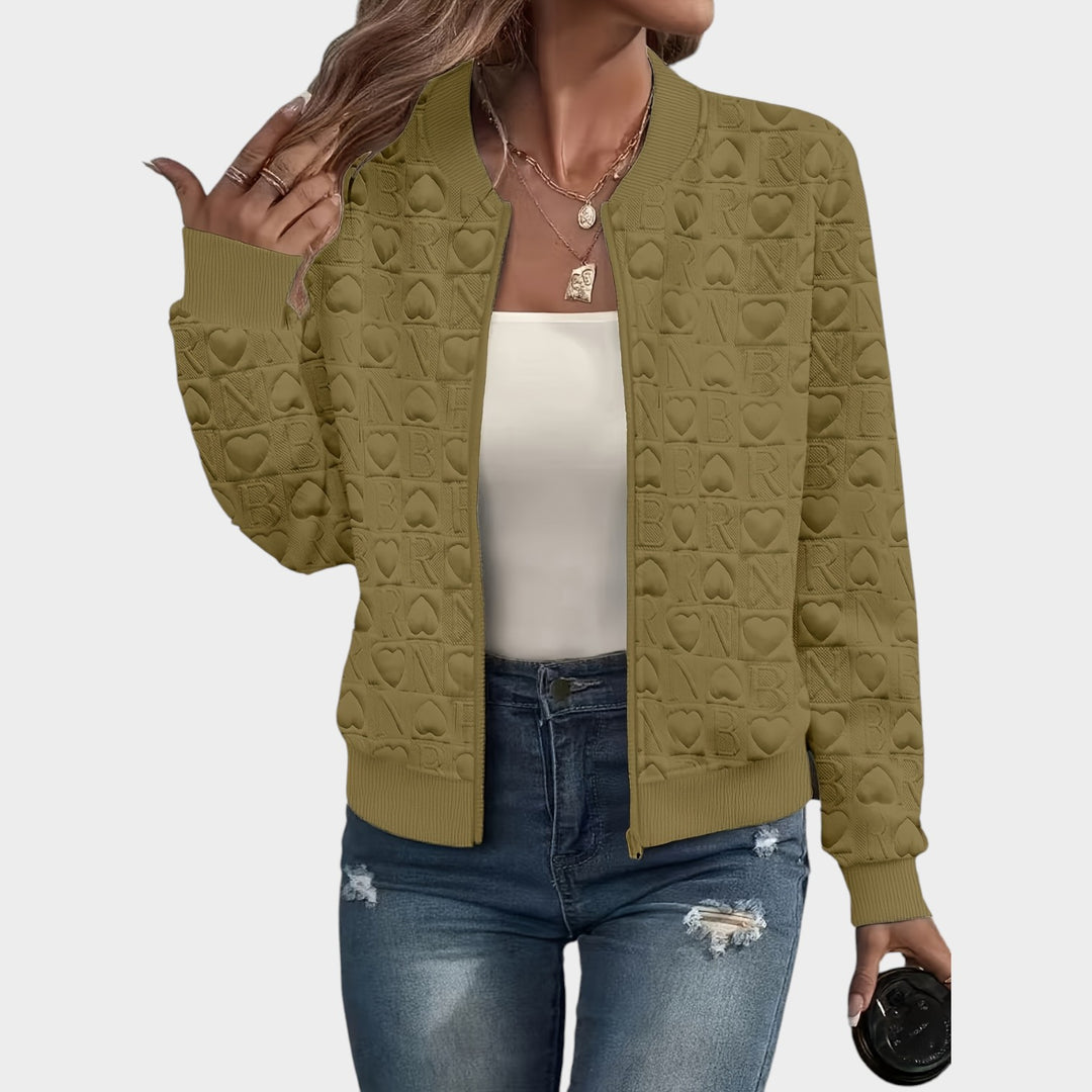 Women’s Bomber Jacket Casual Quilted Zip Up