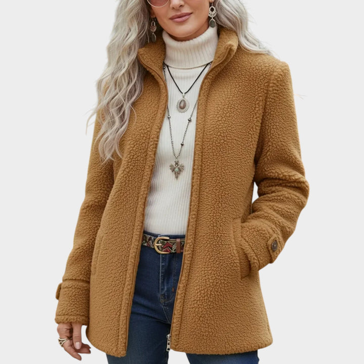 Women’s Fleece Jacket Full Zip Stand Collar Soft Texture