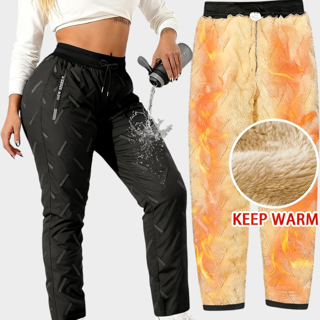 Women’s Fleece-Lined Winter Pants Loose Fit Zipper Pockets