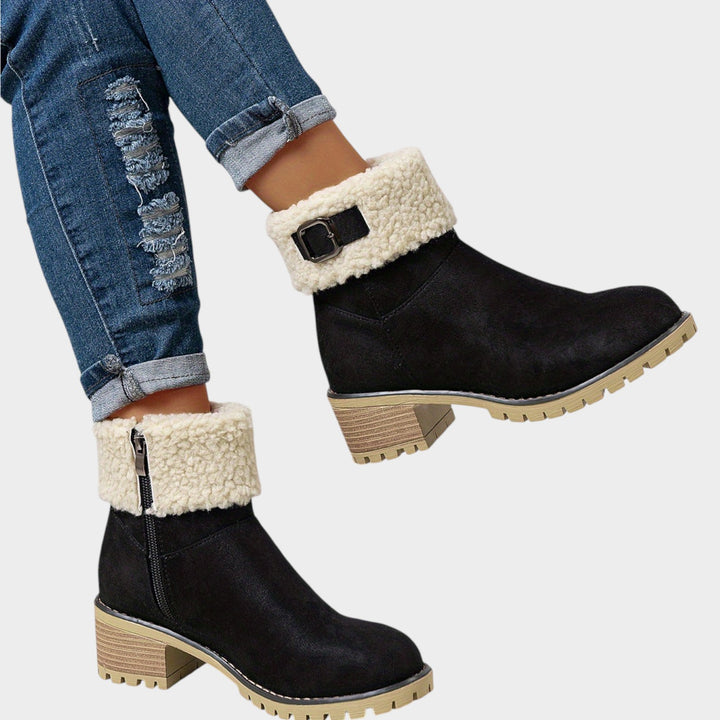 Women’s Ankle Boots Furry Collar Thick Sole Round Toe