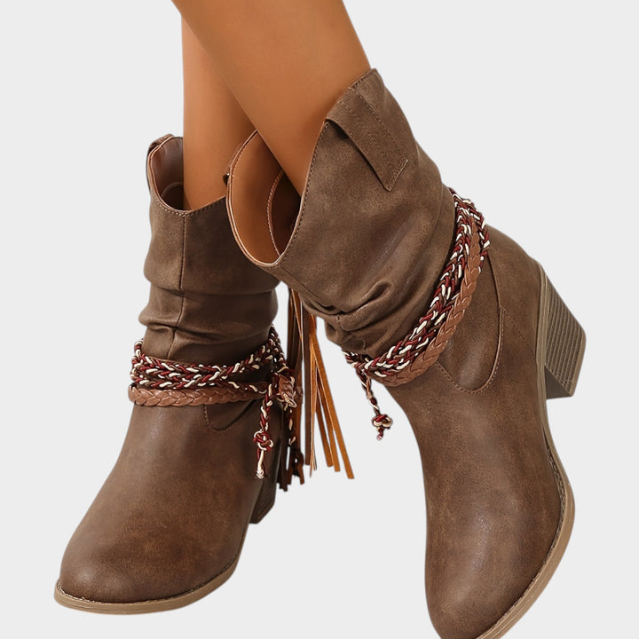 Women’s Slouch Boots Western Block Heel Tessel Boots