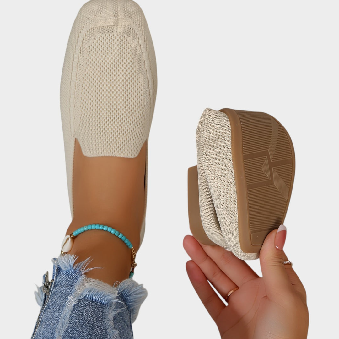Women’s Knit Ballet Flats Square Toe Wide Fit