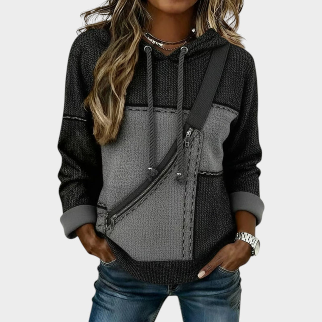 Women’s Textured Hoodie Zip Front Long Sleev