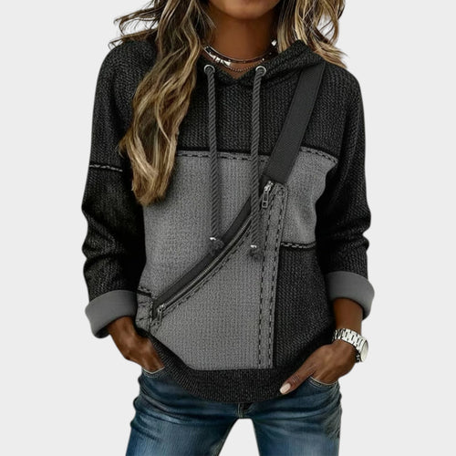Women’s Textured Hoodie Zip Front Long Sleev