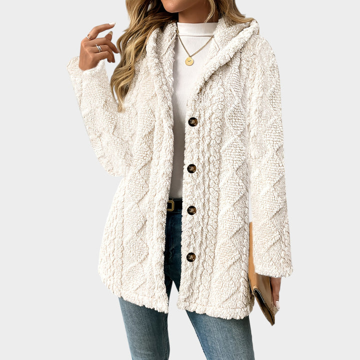 Women’s Fleece Jacket Casual Knit Hooded Button Up