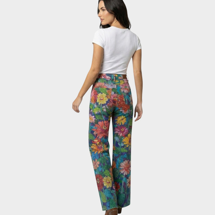 Fashion Jeans with Eye-Catching Floral Print