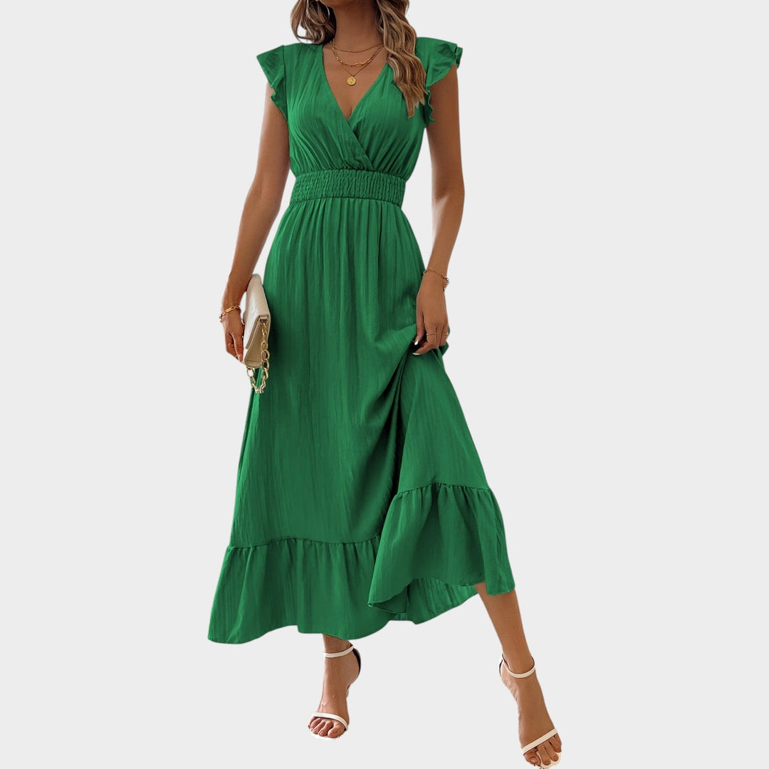 Cocktail Ruffle Hem Midi Dress