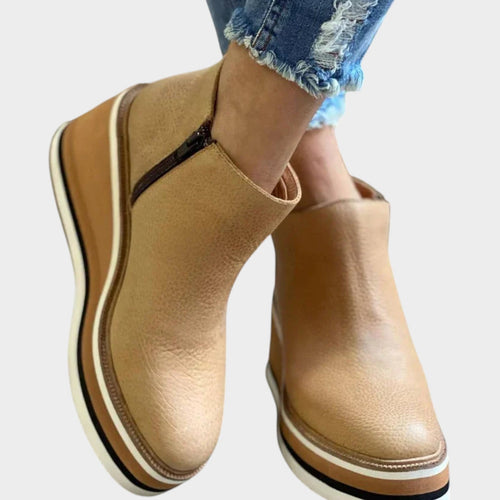Women's Leather Ankle Boots Slip On Comfort Sole
