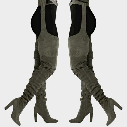 Women's Thigh High Boots Slouchy Design Block Heel