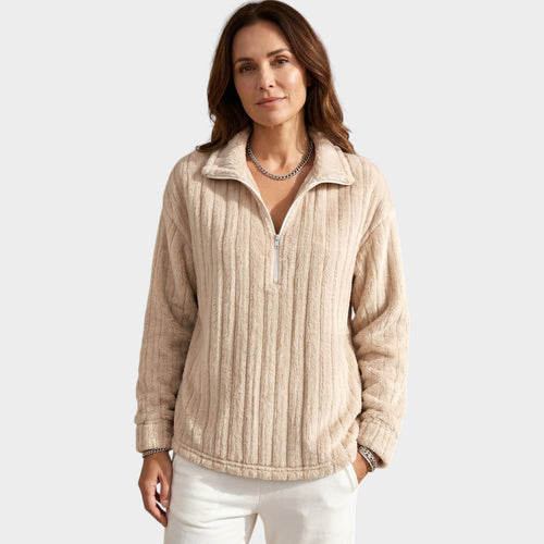Women's Fleece Half Zip Sweater Casual Winter Style