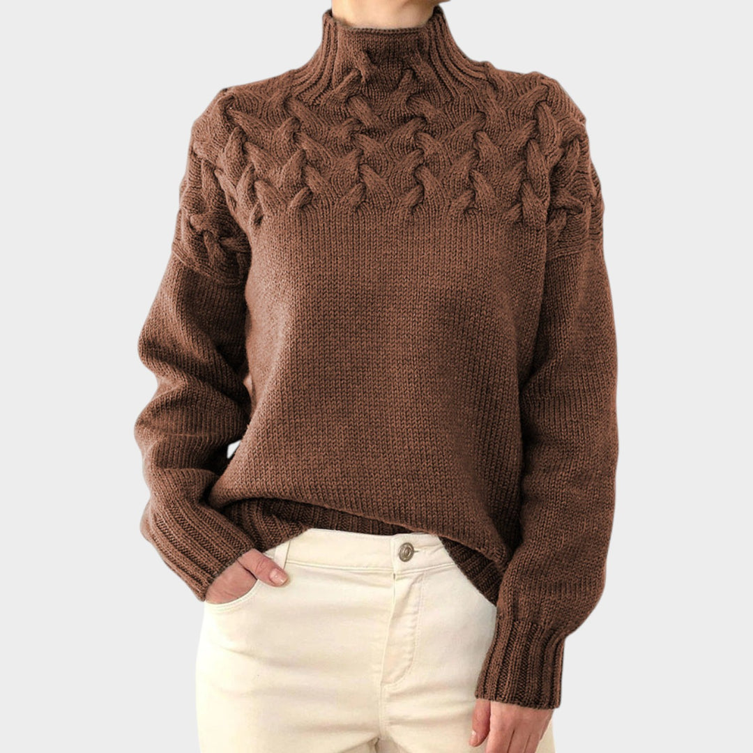 Women’s Cable Knit Turtleneck Sweater Cozy Comfortable Fit