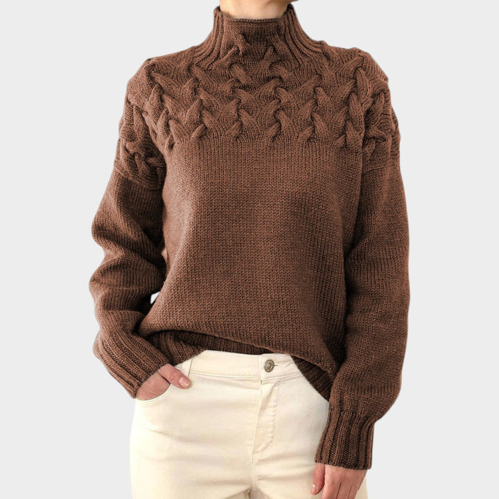 Women’s Cable Knit Turtleneck Sweater Cozy Comfortable Fit