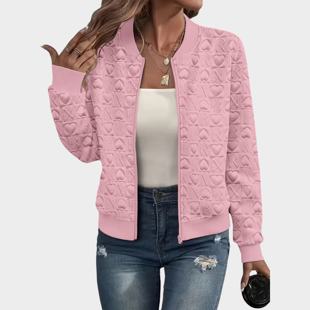 Women’s Bomber Jacket Casual Quilted Zip Up