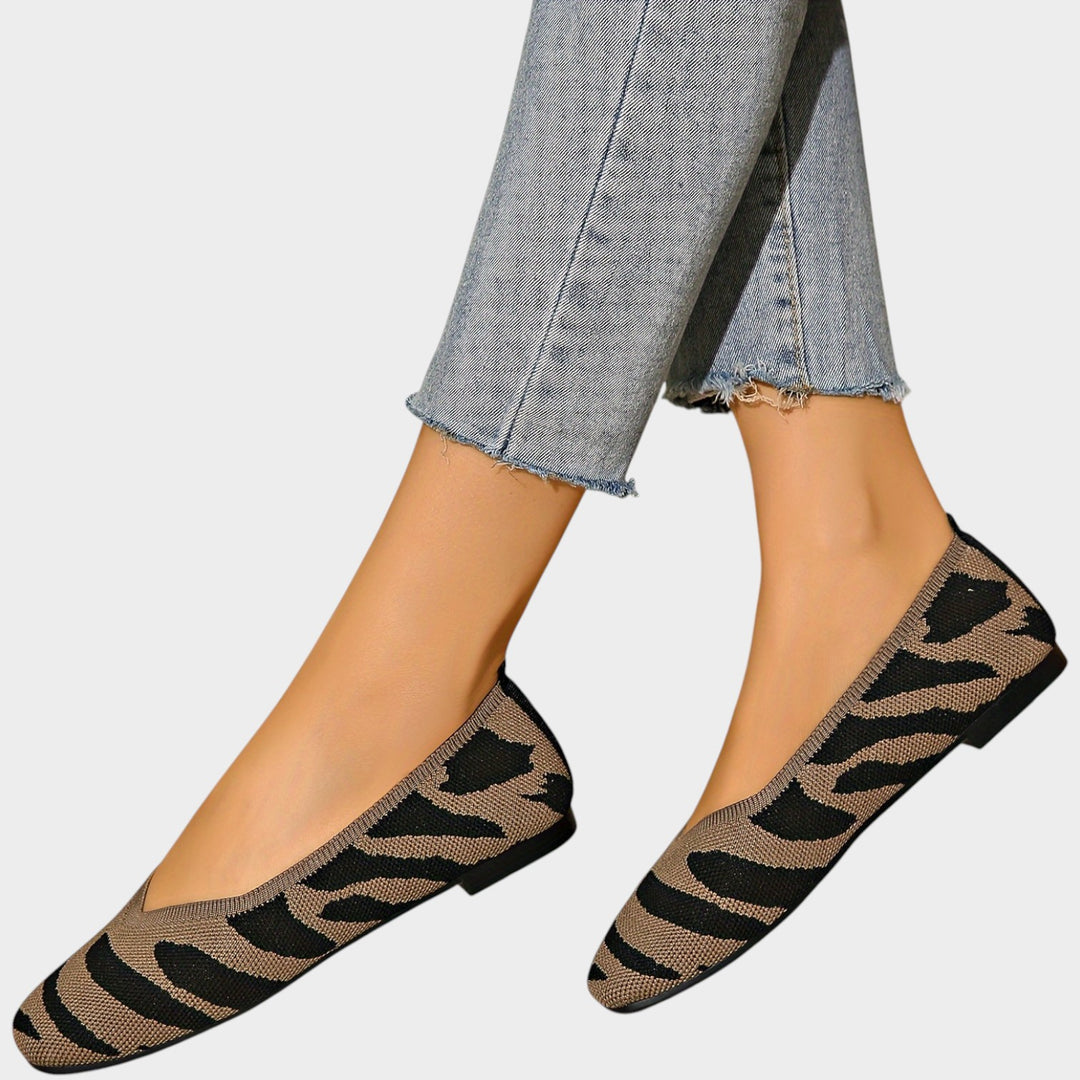 Women’s Ballet Flats Zebra Print Square Toe