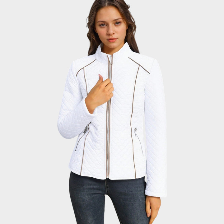 Women’s Quilted Jacket Casual Zip Front Stand Collar