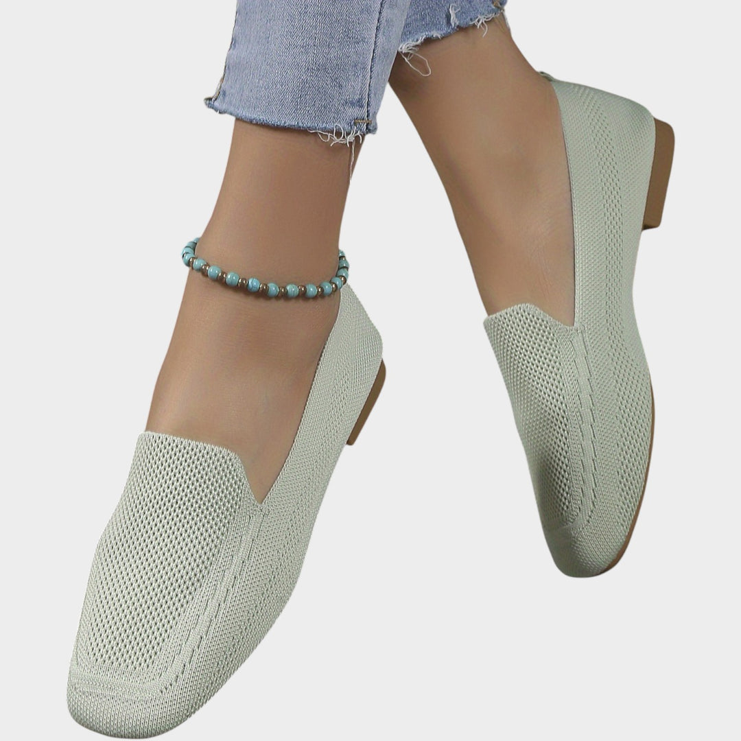 Women’s Knit Ballet Flats Square Toe Wide Fit