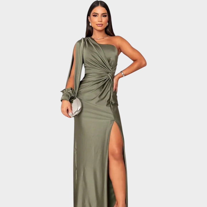 Formal Draped One Shoulder Maxi Dress