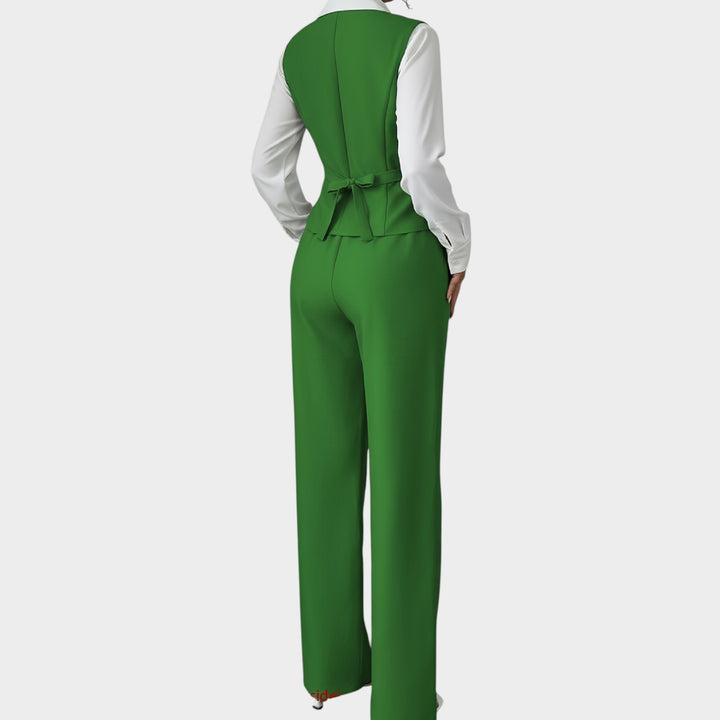 Women’s Suit Set 2 Piece Office Vest Wide Leg Pants
