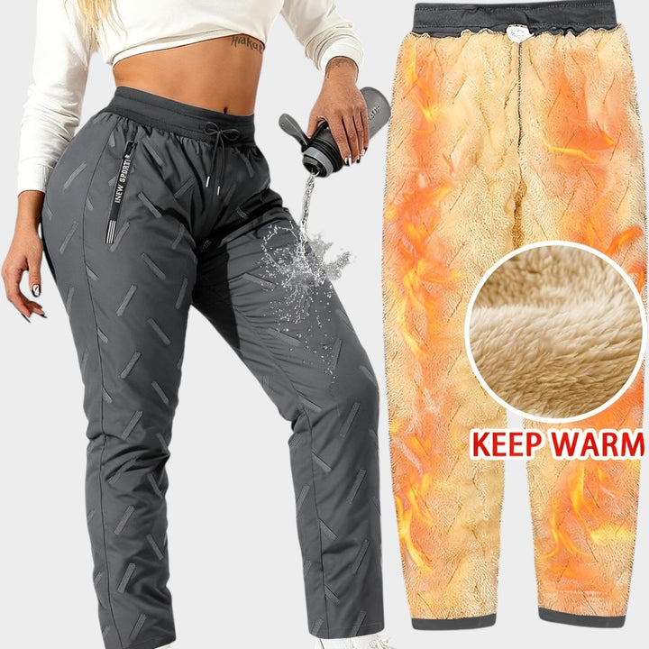 Women’s Fleece-Lined Winter Pants Loose Fit Zipper Pockets