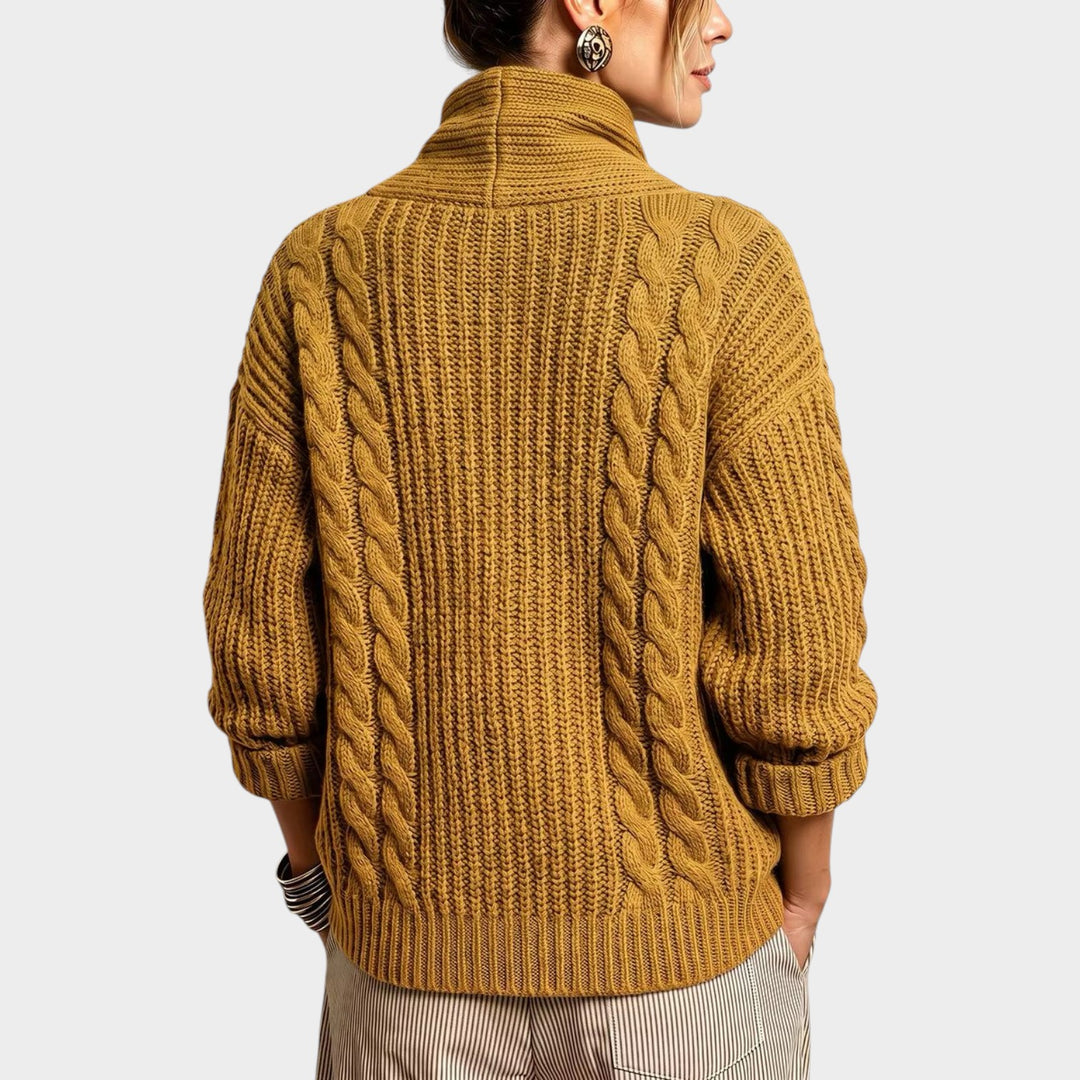 Women’s Button Front Sweater Textured Cable Knit