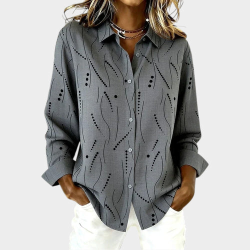 Women's Casual Blouse Dotted Line Print Relaxed Fit