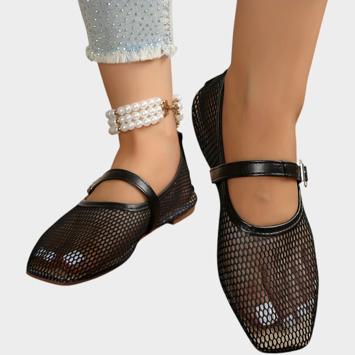 Women’s Mesh Ballet Flats Casual Buckle Strap