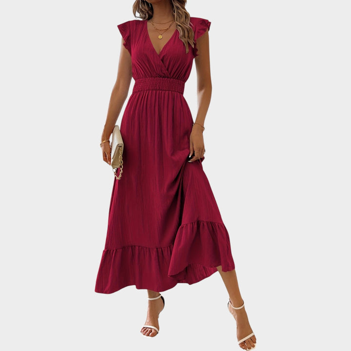 Cocktail Ruffle Hem Midi Dress