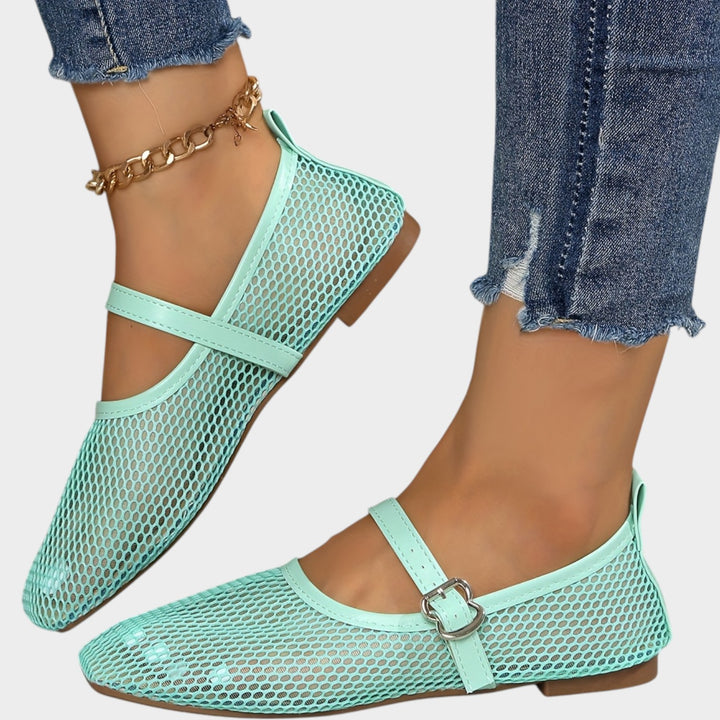 Women’s Mesh Ballet Flats Casual Buckle Strap