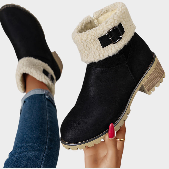 Women’s Ankle Boots Furry Collar Thick Sole Round Toe