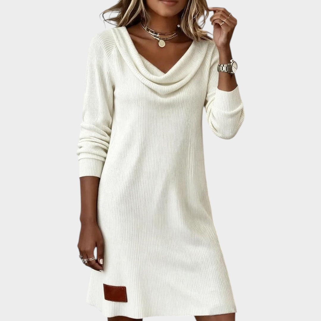 Women’s Sweater Dress Cowl Neck Ribbed Knit