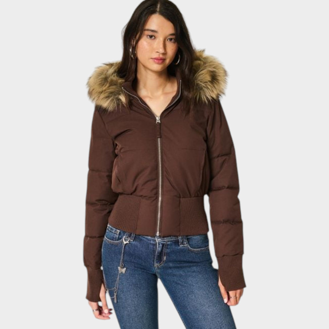 Women’s Hooded Puffer Jacket Cropped Padded Style