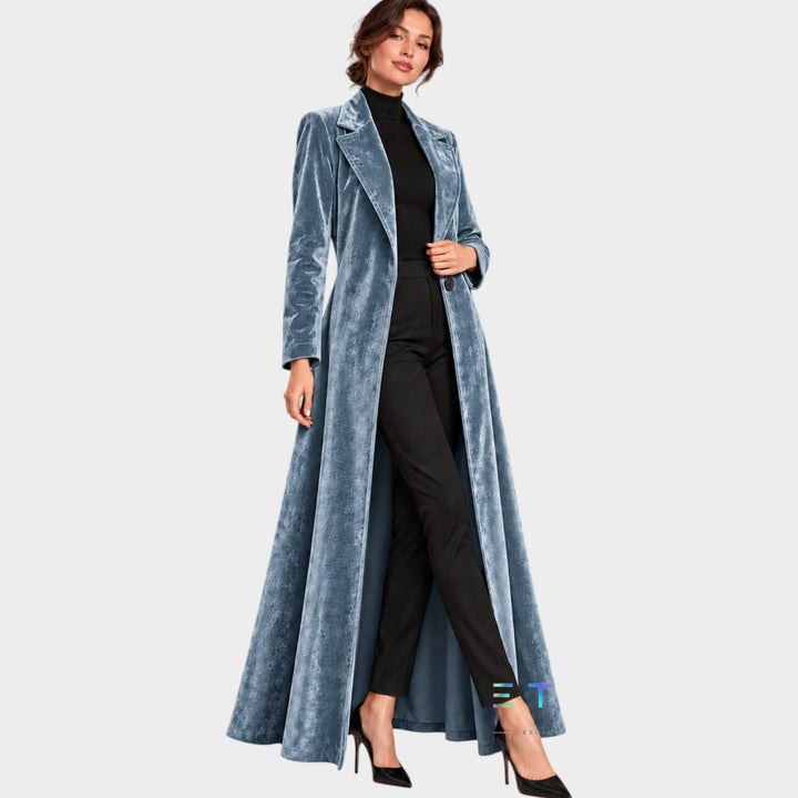 Women’s Velvet Coat Open Front Relaxed Silhouette