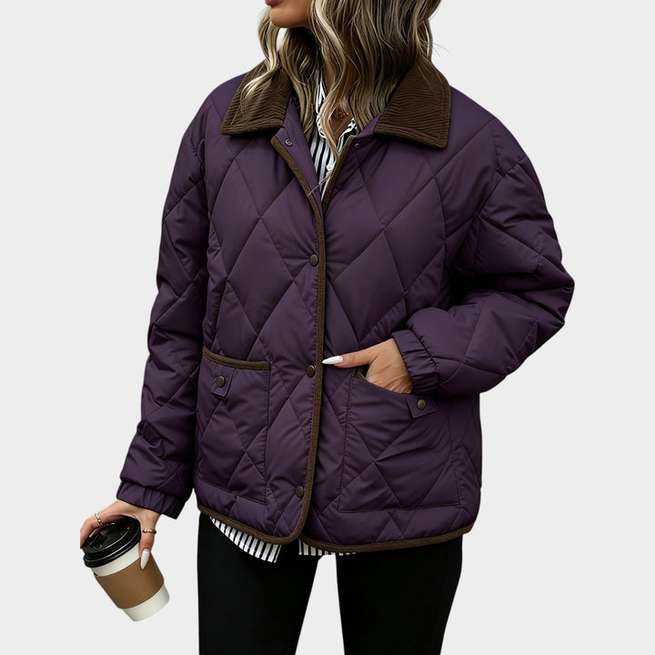 Women’s Quilted Jacket Casual Corduroy Collar Pockets