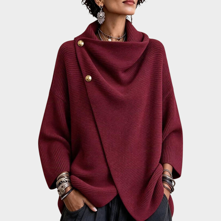 Women’s Knit Top Asymmetric Button Front Relaxed Fit