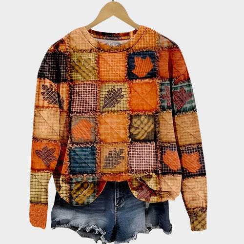 Women's Knit Sweater Colorful Patchwork Autumn Style
