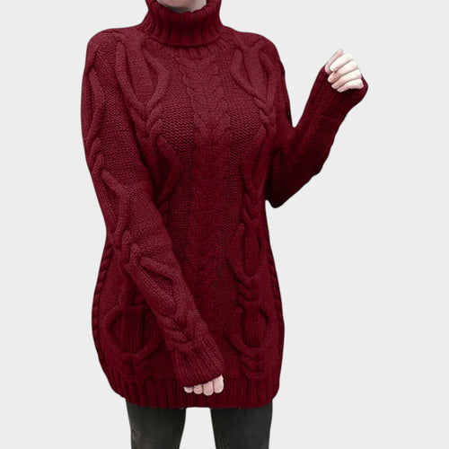 Women's Cable Knit Sweater Turtleneck Oversized
