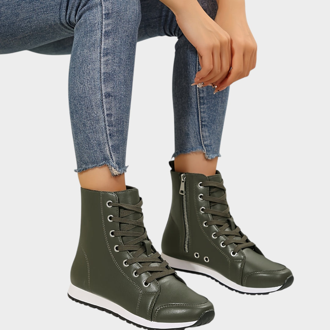 Women’s Ankle Boots Side Zip Lace Up Casual Style