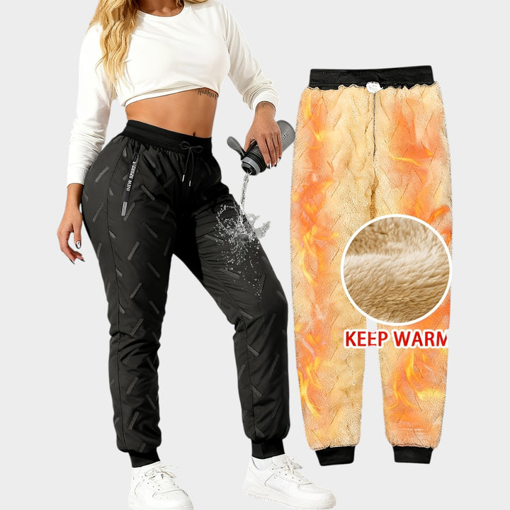 Women’s Fleece-Lined Winter Pants Loose Fit Zipper Pockets