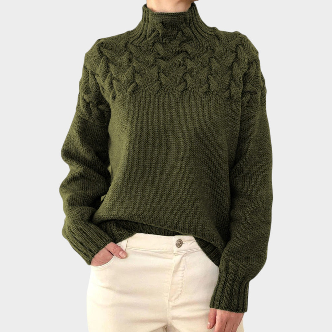 Women’s Cable Knit Turtleneck Sweater Cozy Comfortable Fit