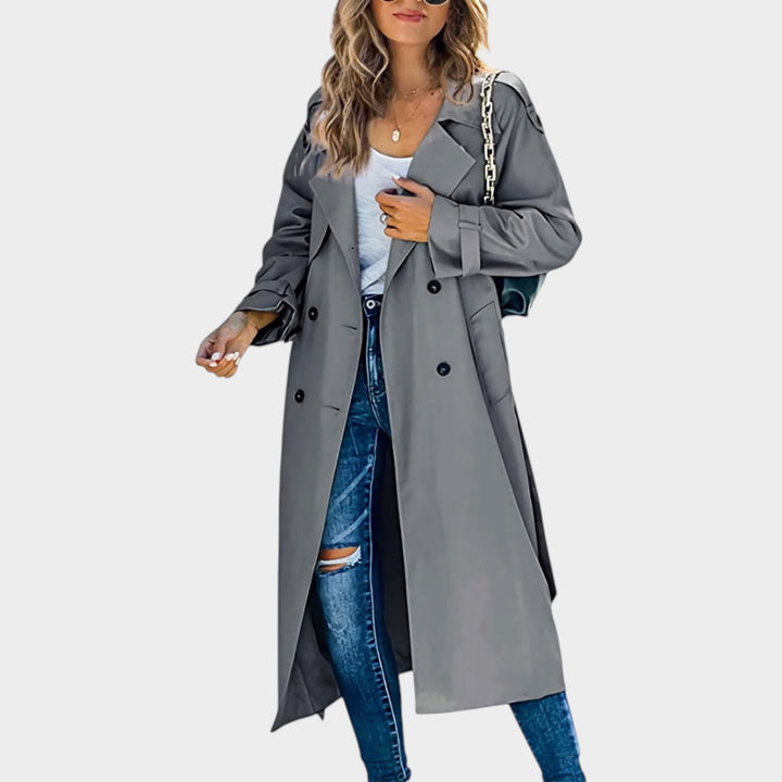 Women’s Trench Coat Button Front Classic Longline Style