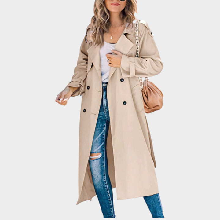 Women’s Trench Coat Button Front Classic Longline Style