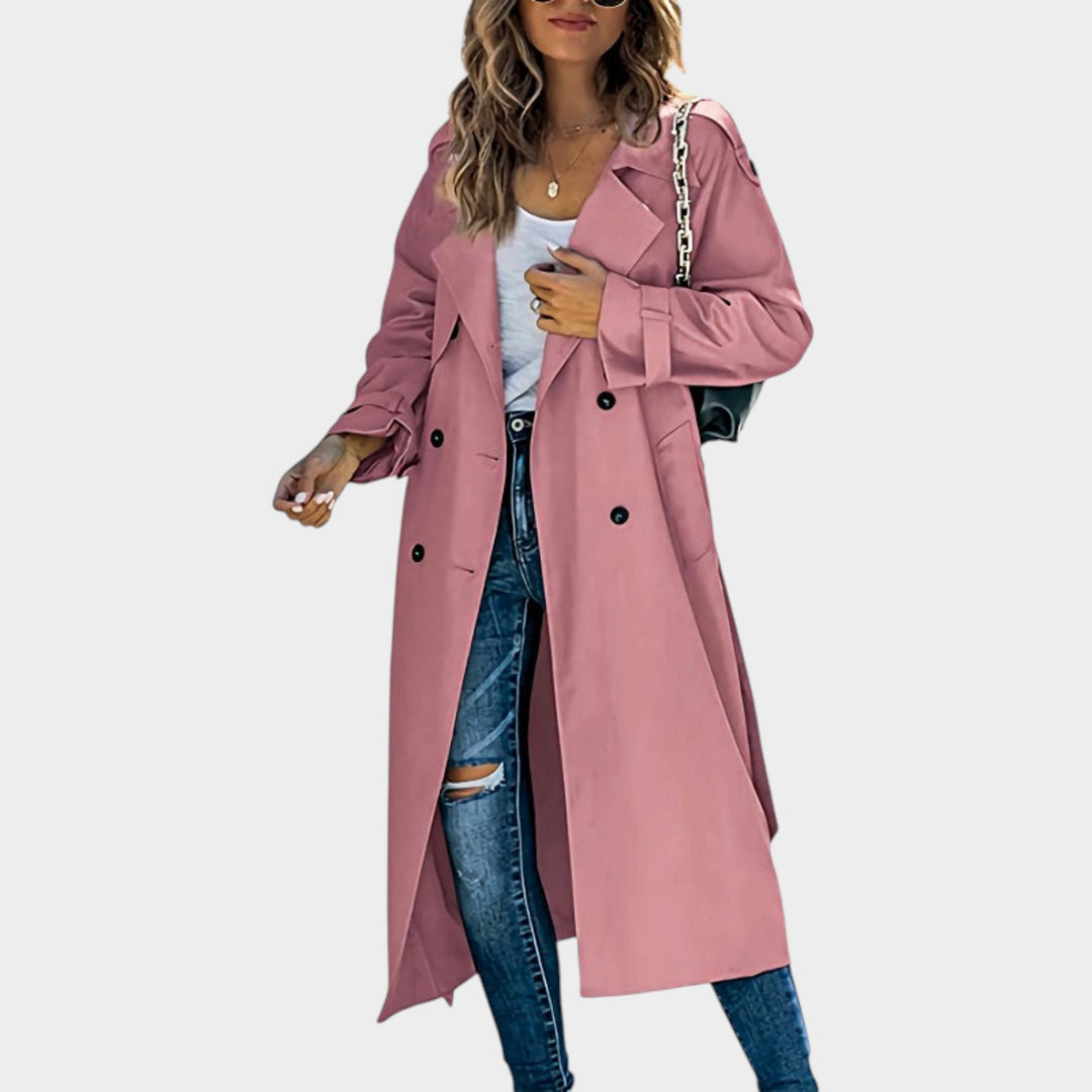 Women’s Trench Coat Button Front Classic Longline Style